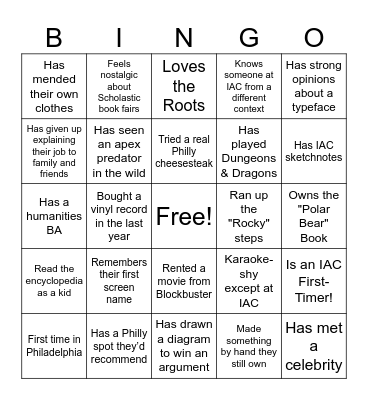 IAC26 Bingo Card