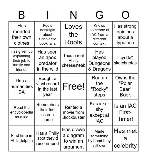 IAC26 Bingo Card