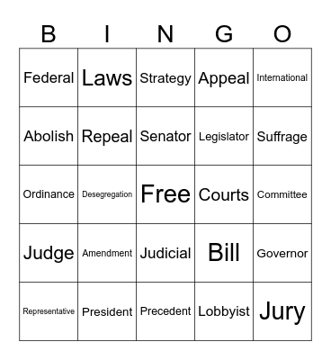 Civics Bingo Card