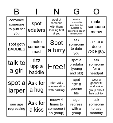 VR CHAT BINGO! Bingo Card