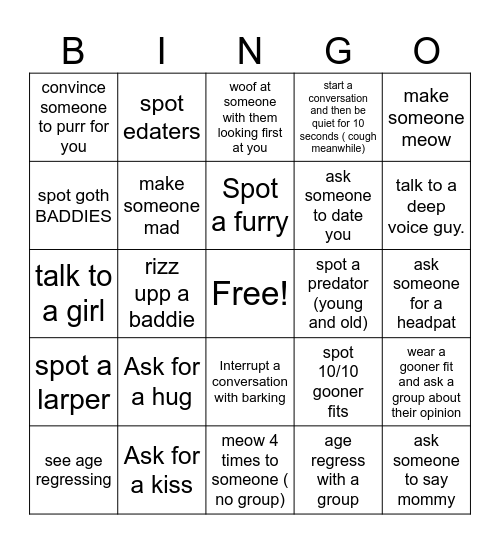 VR CHAT BINGO! Bingo Card