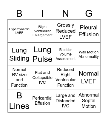 POCUS Bingo Card