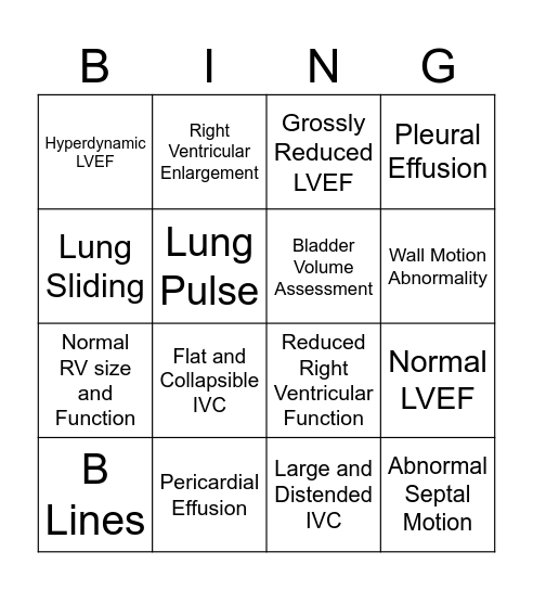 POCUS Bingo Card