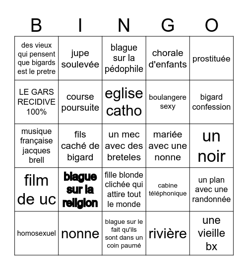LE MISSIONAIRE FILM Bingo Card
