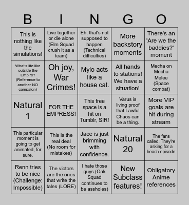 Waltz for Eternity- Episode 3 Bingo Card