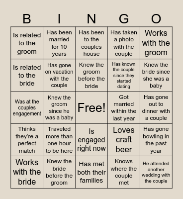 Love is Brewing! Find someone who… Bingo Card