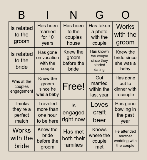 Love is Brewing! Find someone who… Bingo Card