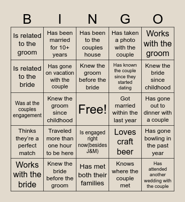 Love is Brewing! Find someone who… Bingo Card