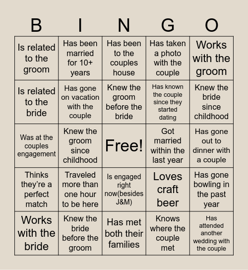 Love is Brewing! Find someone who… Bingo Card