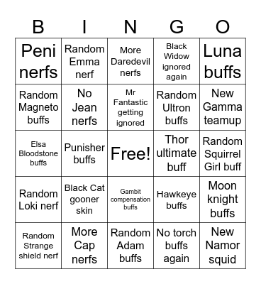 Season 7.5 Bingo Card
