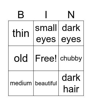 PHYSICAL APPEARANCE Bingo Card