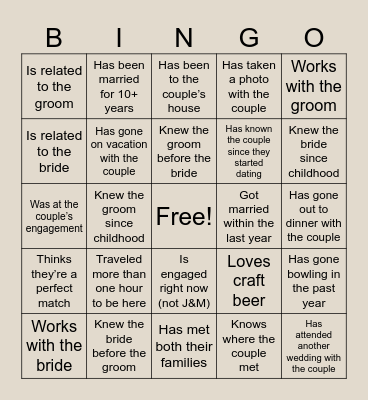 Love is Brewing! Find someone who… Bingo Card