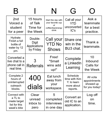 BU3 April 2026 Challenge - Week 2 Bingo Card
