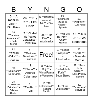 Bingo sin título Bingo Card