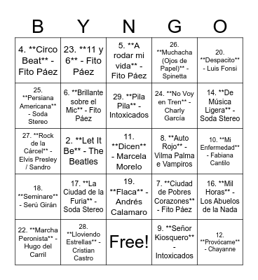 Bingo sin título Bingo Card