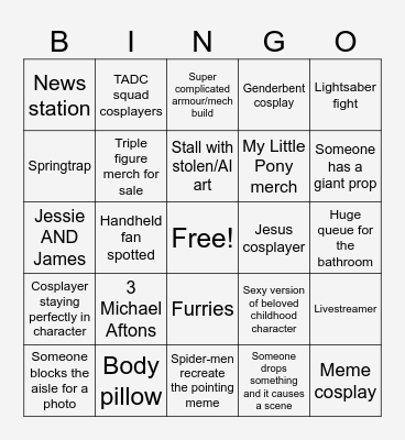 Supanova!!! Bingo Card