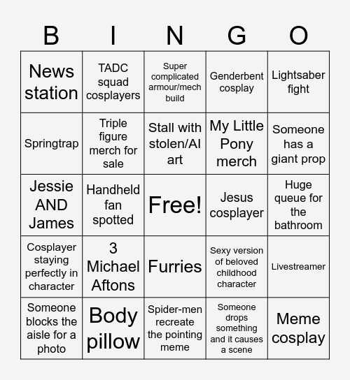 Supanova!!! Bingo Card