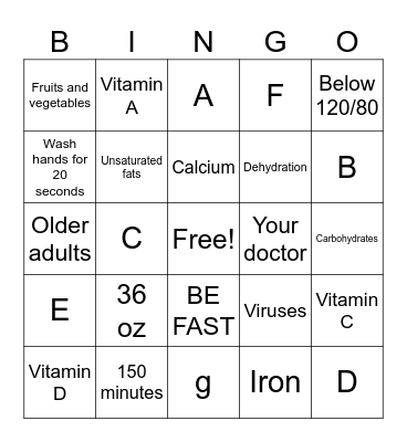 Health BINGO Card