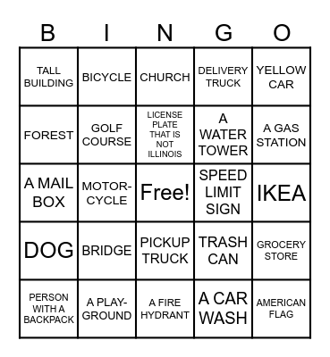 ADDINGTON I-SPY BINGO:          BUS EDITION Bingo Card