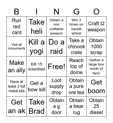 Rust bingo Card