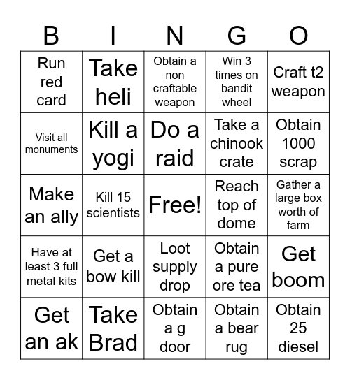 Rust bingo Card