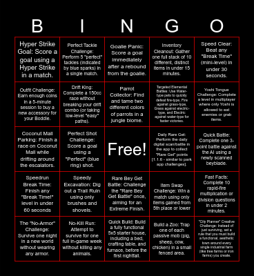 Big Challenges Bingo Card