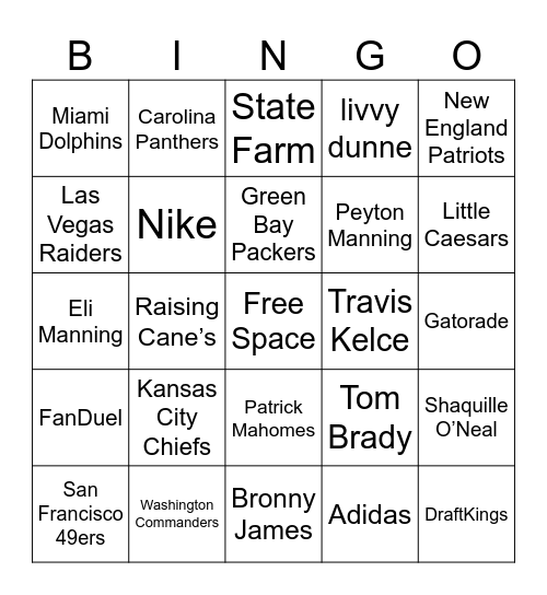 Commercialism  Bingo Card