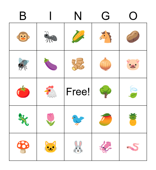 Katipunan GM #4 Plant/Animal Bingo Card