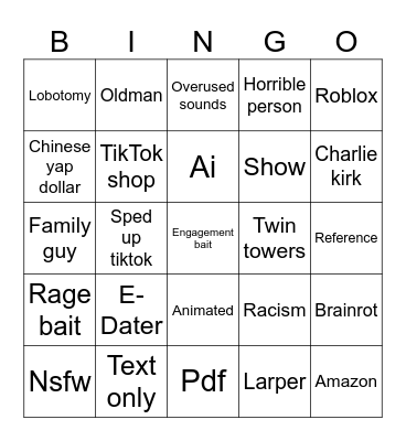 TikTok Bingo Card