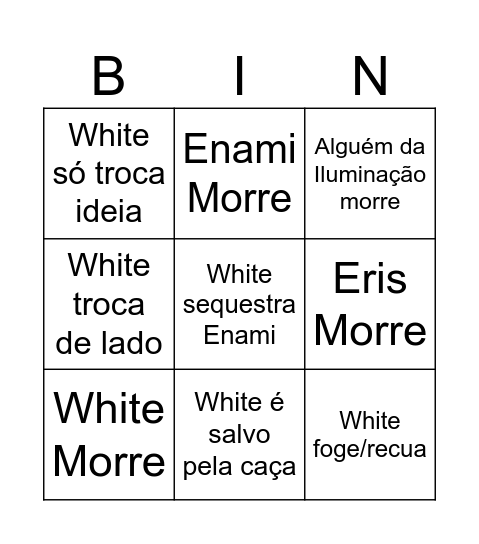 Próxima Sessão da Iluminação Bingo Card