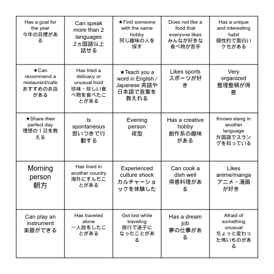 Hello World Challenge Bingo Card