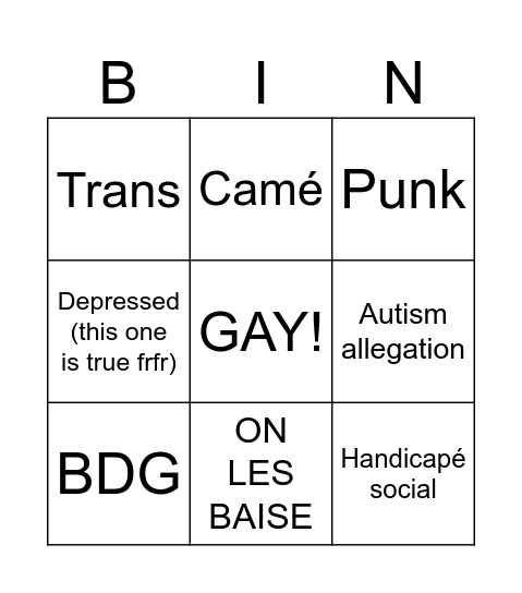 DE QUOI EST SOUPÇONNÉ SIMON Bingo Card