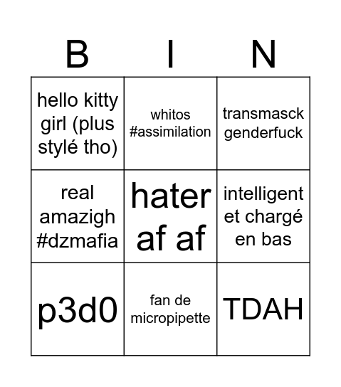 Kenza aaaaah allegations Bingo Card