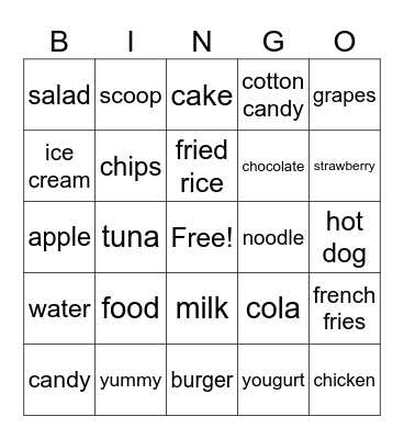 Food C Bingo Card