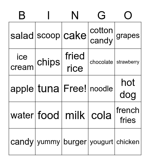 Food C Bingo Card