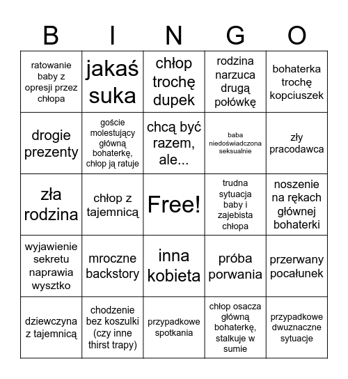 TikTokowe filmy Bingo Card