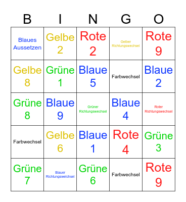Uno Bingo für alle Decks Bingo Card