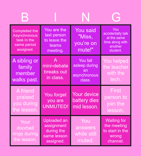 ONLINE LEARNERS CHALLENGE! Bingo Card