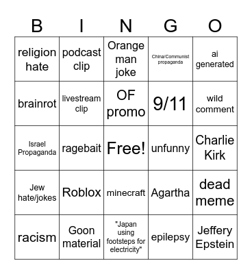 Instagram Reel Bingo Card