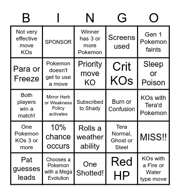Then we fight bingo Shady Fuse Dice Bingo Card
