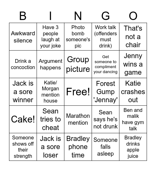 Katie's birthday bingo Card