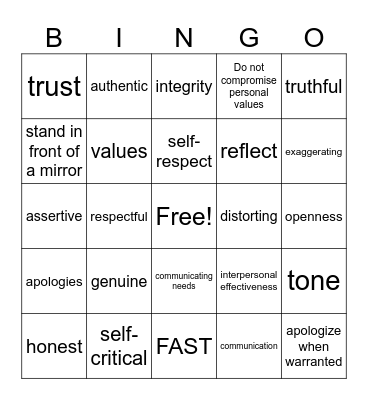 FAST Bingo Card