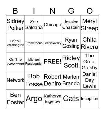 HOLLYWOOD BINGO Card
