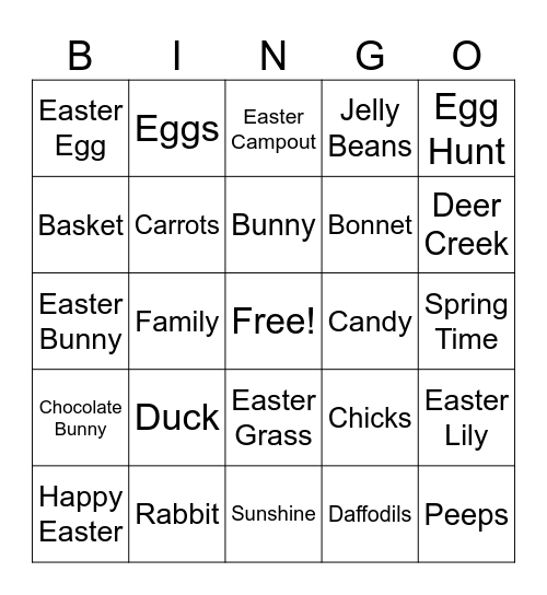 Easter Bingo Card