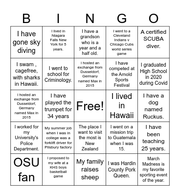Teacher Bingo Card