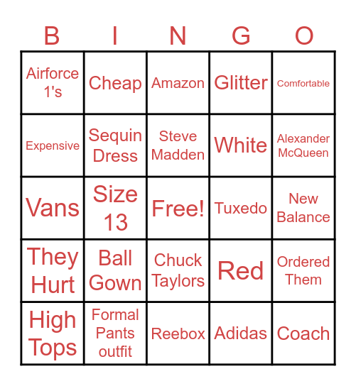 Pastor Wesley A. Brown Sneaker Ball Bingo Card