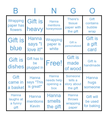 Bridal Shower Bingo Card