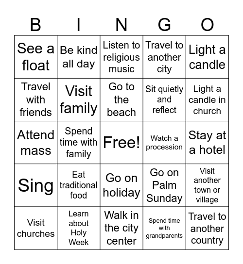 Holiday BINGO Card