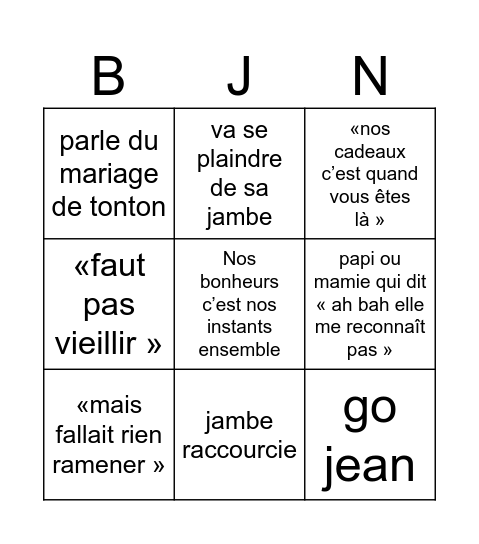 Bingo sans titre Bingo Card