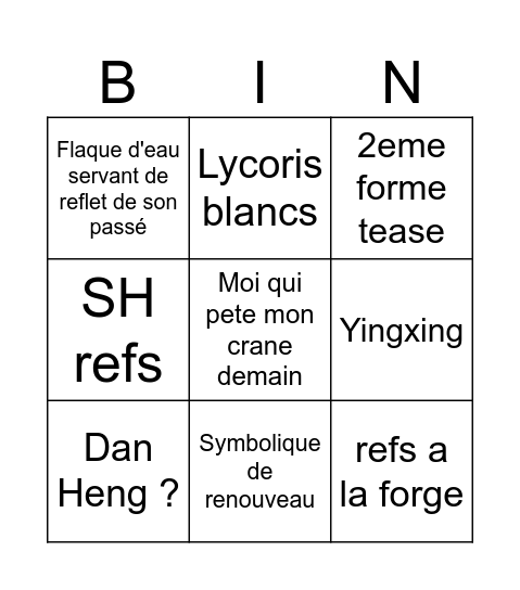 Blade SP drip Bingo Card
